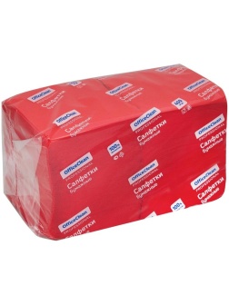 Салфетки бумажные OfficeClean Professional, 1 слойн., 24*24см, красные, 400шт.