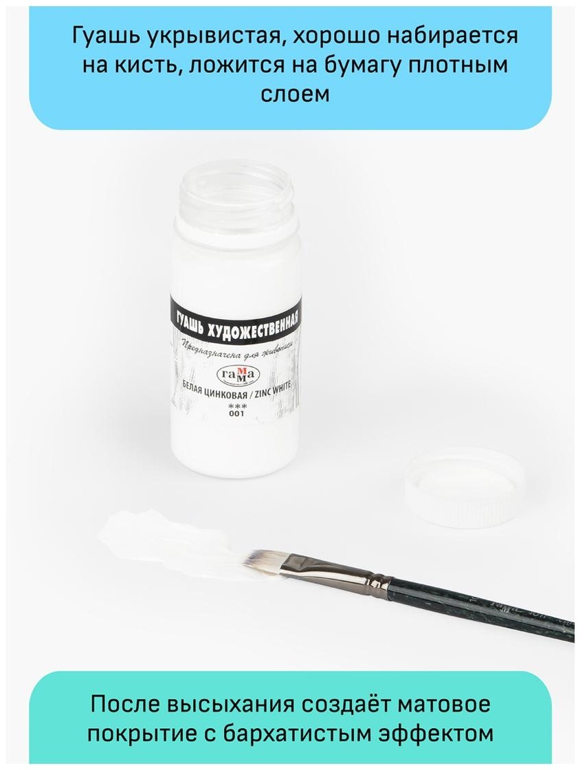 Гуашь художественная Гамма, белая цинковая, 110мл