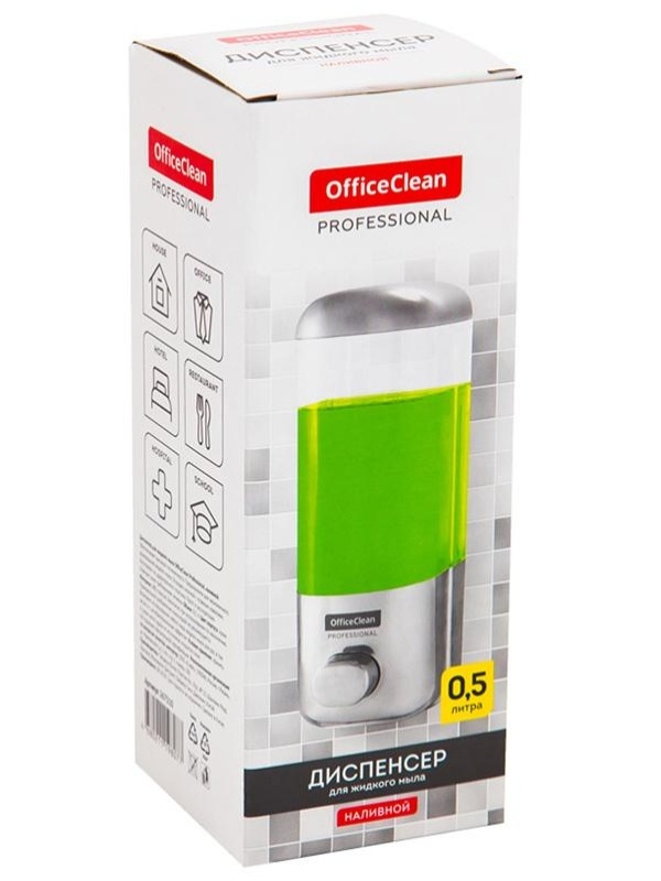 Диспенсер для жидкого мыла OfficeClean Professional, наливной, ABS-пластик, хром, 0,5л