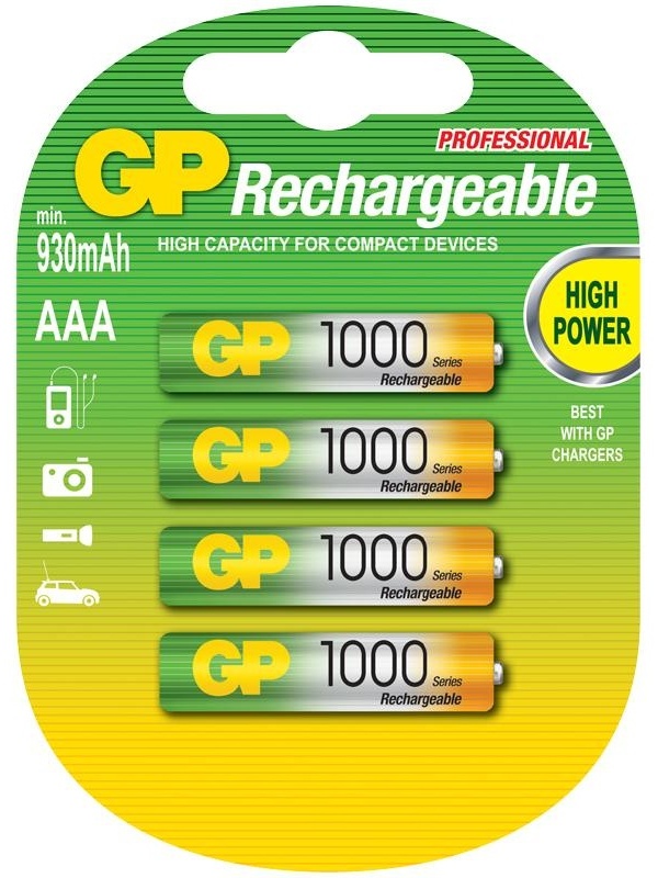 Аккумулятор GP AAA (HR03) 1000mAh 4BL