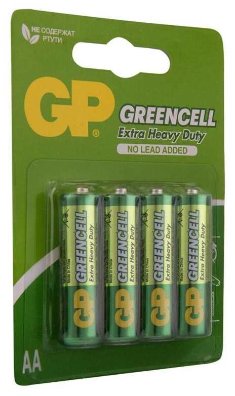 Батарейка GP Greencell AA (R6) 15S солевая, BL4