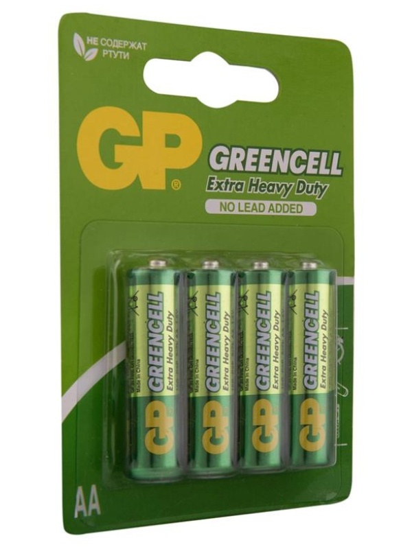 Батарейка GP Greencell AA (R6) 15S солевая, BL4