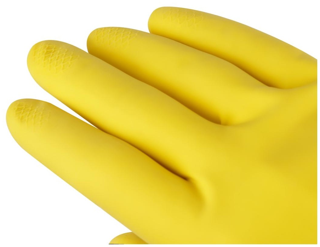 Перчатки резиновые хозяйственные OfficeClean Стандарт, прочные, разм. XL, желтые, пакет с европодвесом