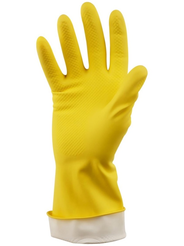 Перчатки резиновые хозяйственные OfficeClean Стандарт, прочные, разм. XL, желтые, пакет с европодвесом
