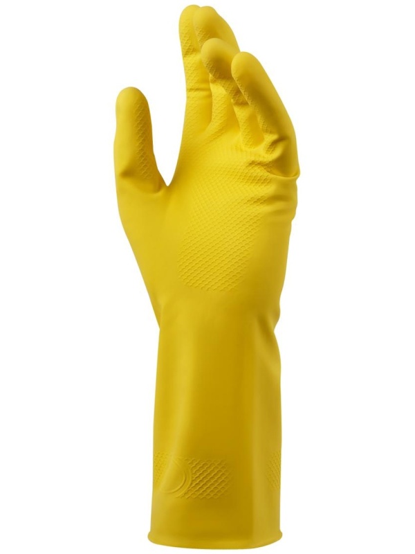 Перчатки резиновые хозяйственные OfficeClean Стандарт, прочные, разм. XL, желтые, пакет с европодвесом