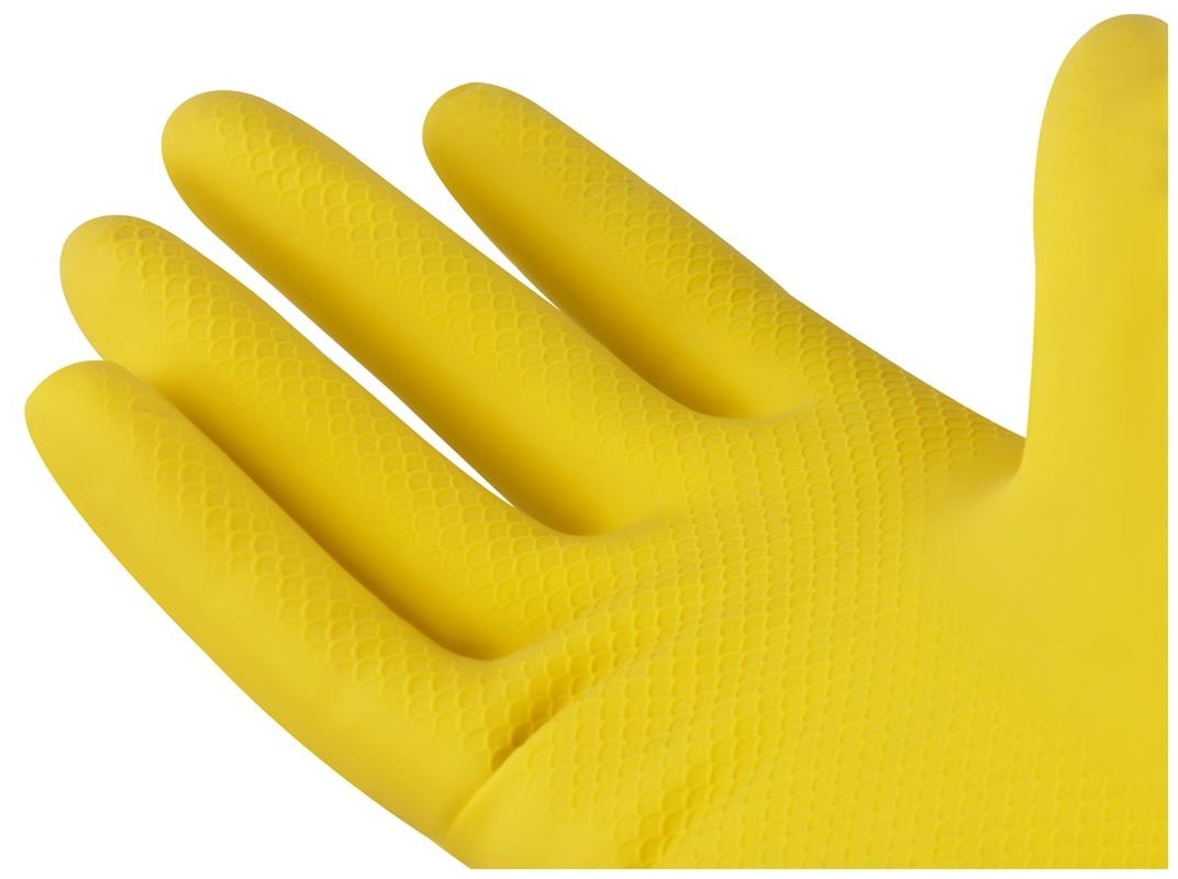 Перчатки резиновые хозяйственные OfficeClean Стандарт, прочные, разм. M, желтые, пакет с европодвесом