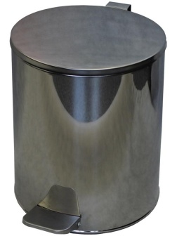 Ведро-контейнер для мусора (урна) Титан, 15л, с педалью, круглое, металл, хром