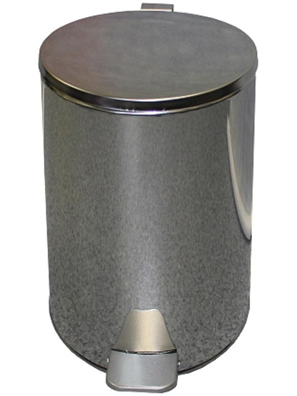 Ведро-контейнер для мусора (урна) Титан, 20л, с педалью, круглое, металл, хром