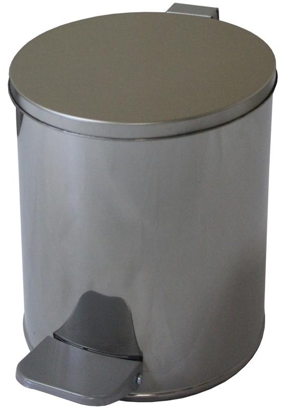 Ведро-контейнер для мусора (урна) Титан, 7л, с педалью, круглое, металл, хром