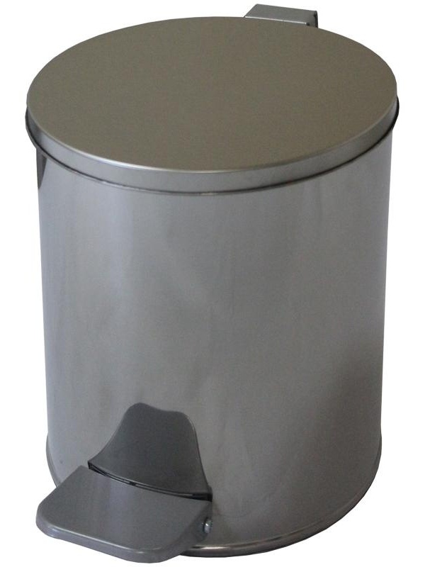 Ведро-контейнер для мусора (урна) Титан, 7л, с педалью, круглое, металл, хром