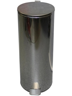 Ведро-контейнер для мусора (урна) Титан, 30л, с педалью, круглое, металл, хром
