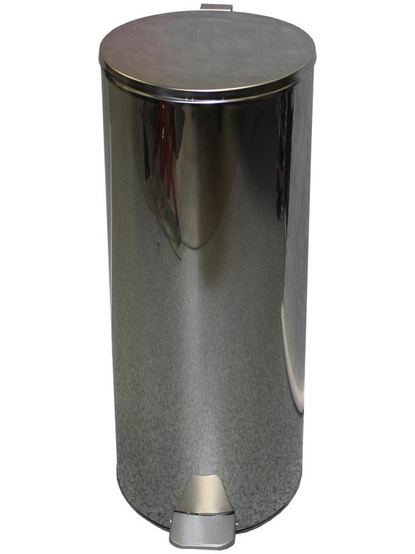 Ведро-контейнер для мусора (урна) Титан, 30л, с педалью, круглое, металл, хром