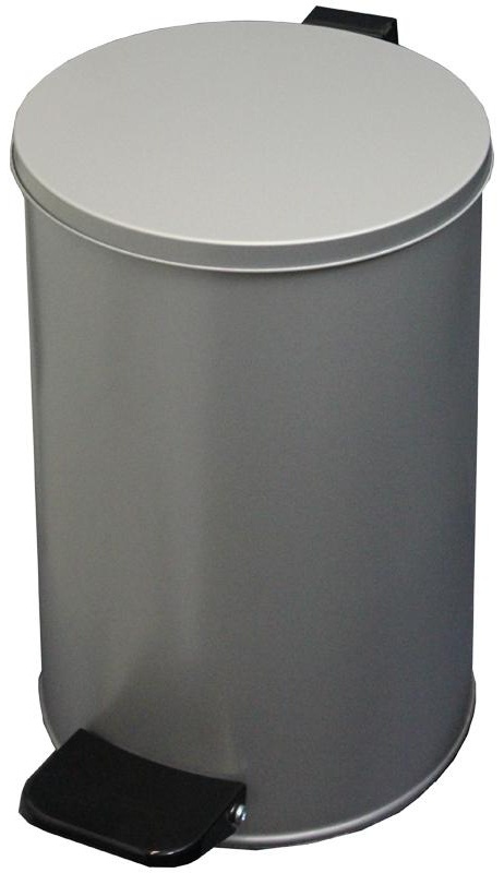 Ведро-контейнер для мусора (урна) Титан, 10л, с педалью, круглое, металл, серый металлик