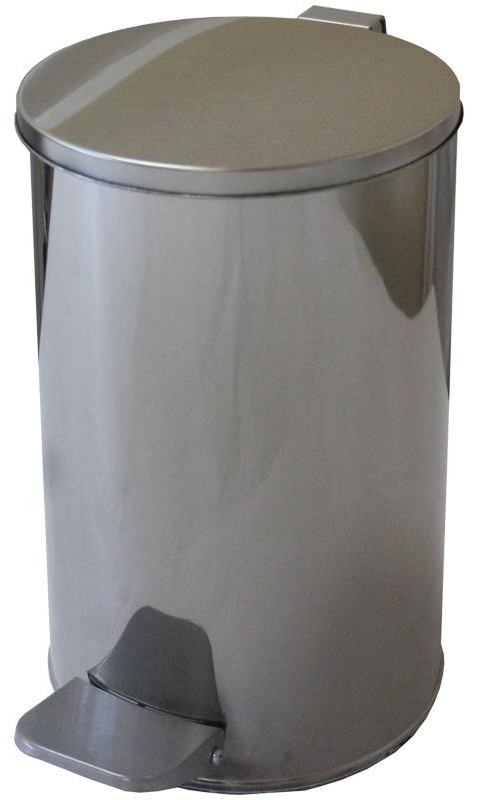 Ведро-контейнер для мусора (урна) Титан, 10л, с педалью, круглое, металл, хром