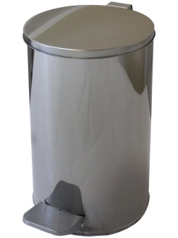 Ведро-контейнер для мусора (урна) Титан, 10л, с педалью, круглое, металл, хром