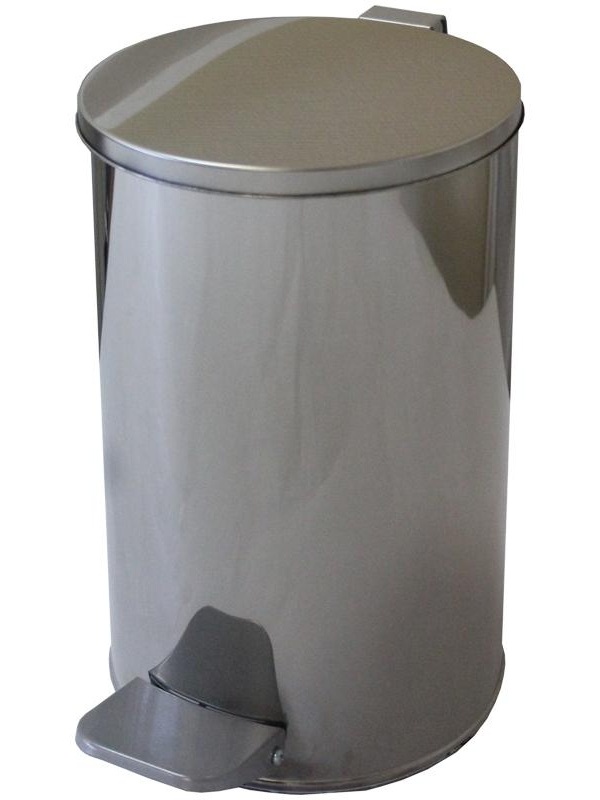 Ведро-контейнер для мусора (урна) Титан, 10л, с педалью, круглое, металл, хром