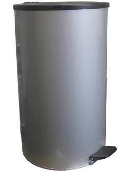 Ведро-контейнер для мусора (урна) Титан, 40л, с педалью, круглое, металл, серый металлик