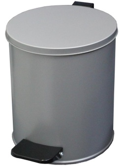 Ведро-контейнер для мусора (урна) Титан, 15л, с педалью, круглое, металл, серый металлик