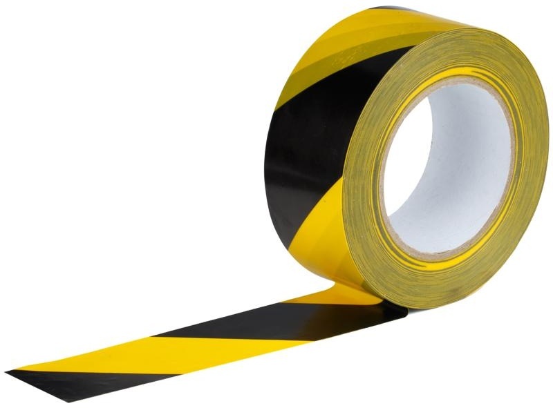 Клейкая лента разметочная Unibob, 50мм*50м, желто-черная, инд. упаковка