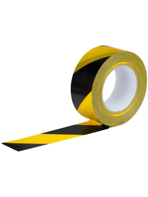 Клейкая лента разметочная Unibob, 50мм*50м, желто-черная, инд. упаковка