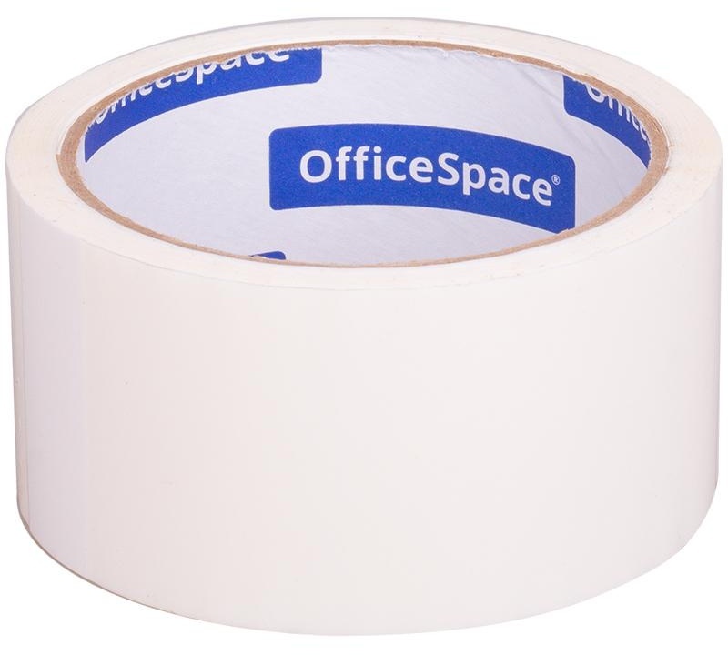 Клейкая лента упаковочная OfficeSpace, 48мм*40м, 45мкм, белая, ШК