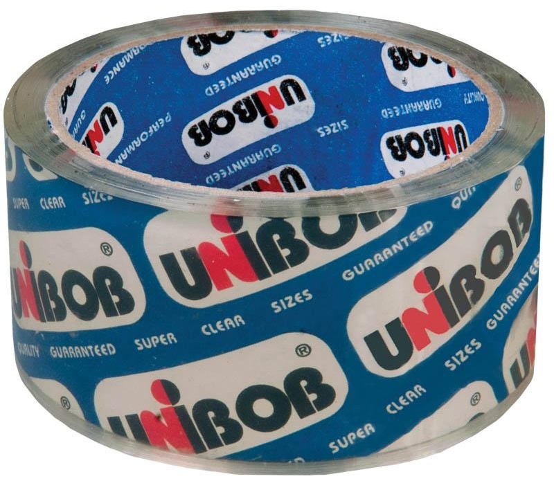 Клейкая лента упаковочная Unibob, 48мм*50м, 45мкм, крист. чистая ИУ