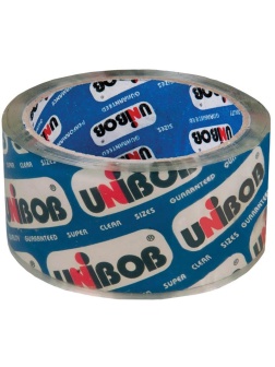 Клейкая лента упаковочная Unibob, 48мм*50м, 45мкм, крист. чистая ИУ