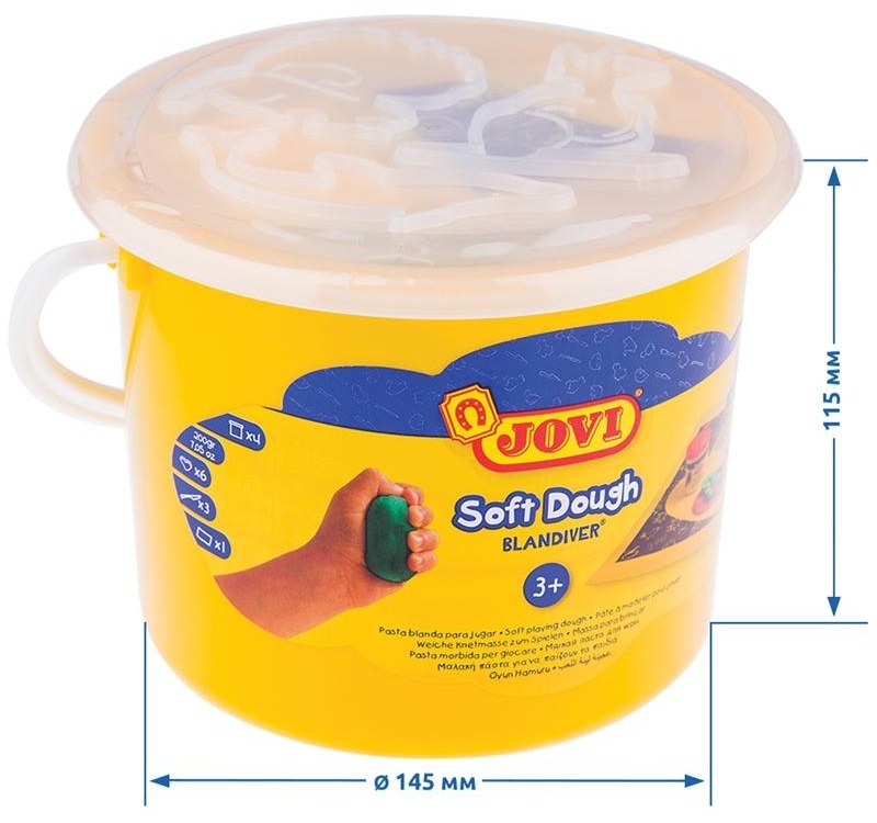 Тесто для лепки JOVI, 04 цвета*50г, аксессуары, пластиковое ведро