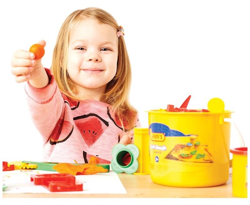 Тесто для лепки JOVI, 04 цвета*50г, аксессуары, пластиковое ведро