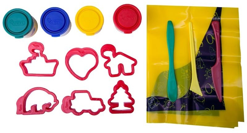 Тесто для лепки JOVI, 04 цвета*50г, аксессуары, пластиковое ведро