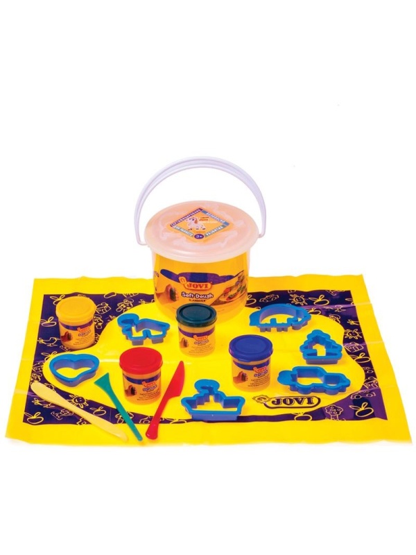 Тесто для лепки JOVI, 04 цвета*50г, аксессуары, пластиковое ведро
