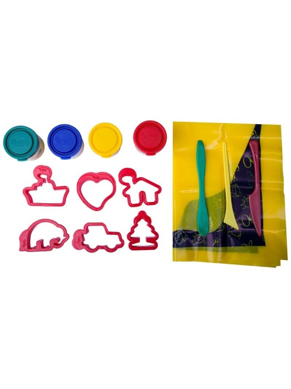 Тесто для лепки JOVI, 04 цвета*50г, аксессуары, пластиковое ведро