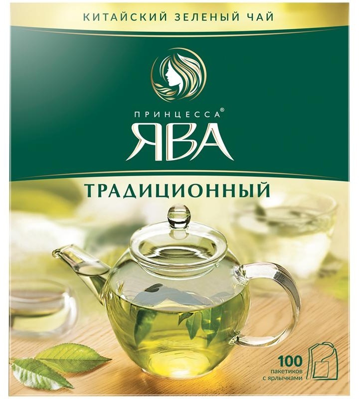 Чай Принцесса Ява, зеленый, 100 пакетиков по 2г