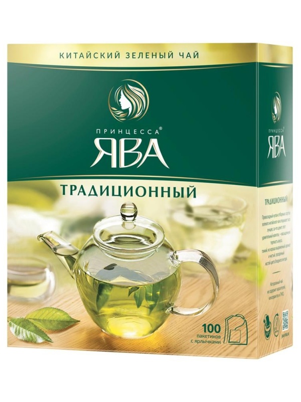 Чай Принцесса Ява, зеленый, 100 пакетиков по 2г