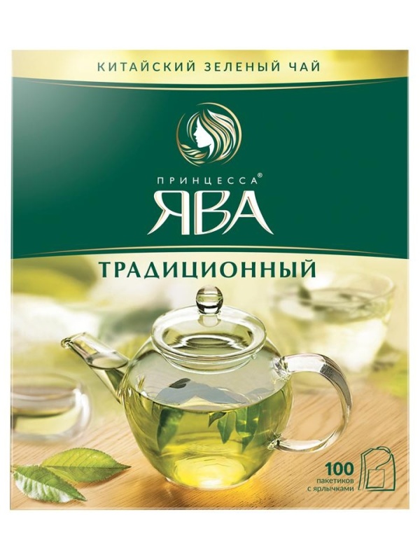 Чай Принцесса Ява, зеленый, 100 пакетиков по 2г