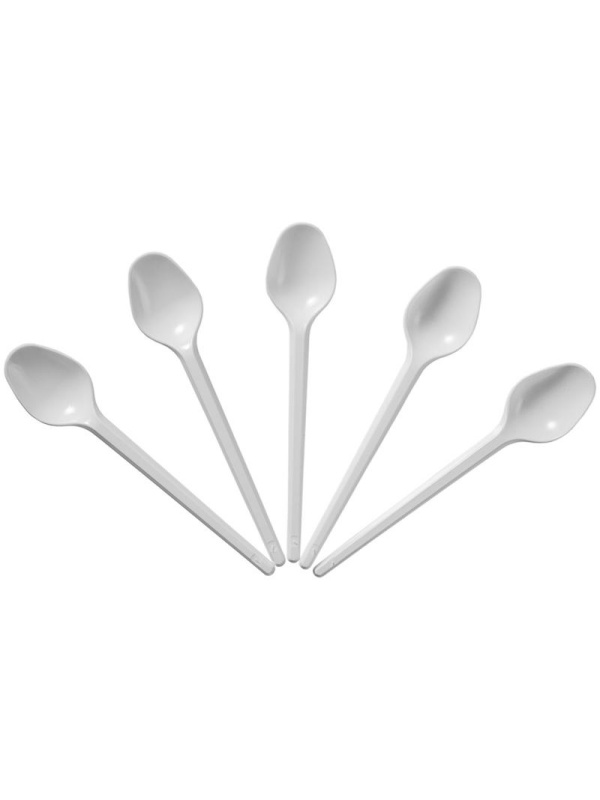 Ложки одноразовые чайные OfficeClean, набор 100шт., эконом, ПС, белые, 12,5см