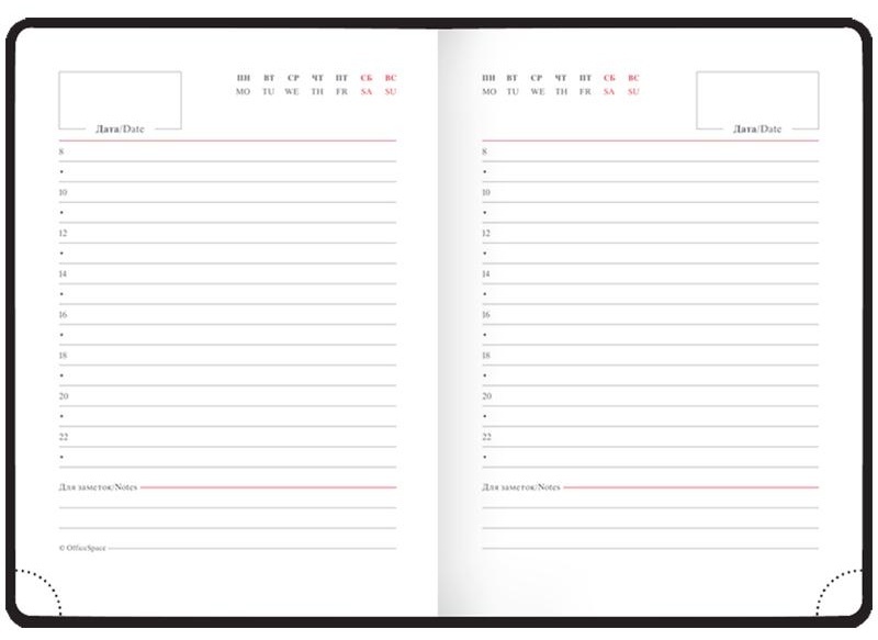 Ежедневник недатированный, А6, 136л., кожзам, OfficeSpace 
