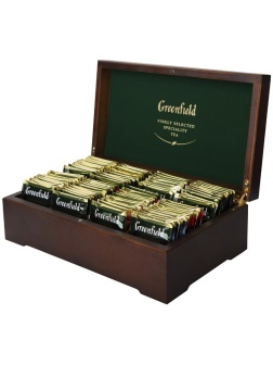 Подарочный набор чая Greenfield, 8 видов по 12 фольг. пакетиков, деревянная шкатулка