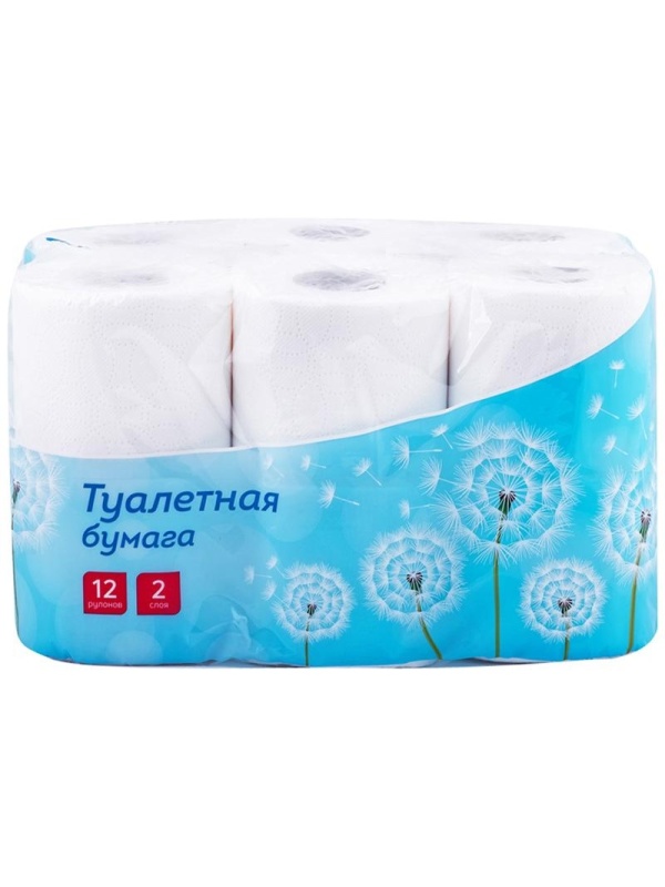 Бумага туалетная OfficeClean 2-слойная, 12шт., тиснение, белая, 4 уп.