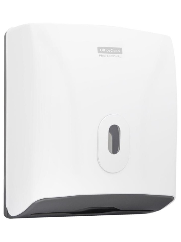 Диспенсер для полотенец листовых OfficeClean Professional система H3, (V-сл.), ABS-пластик, механич., белый