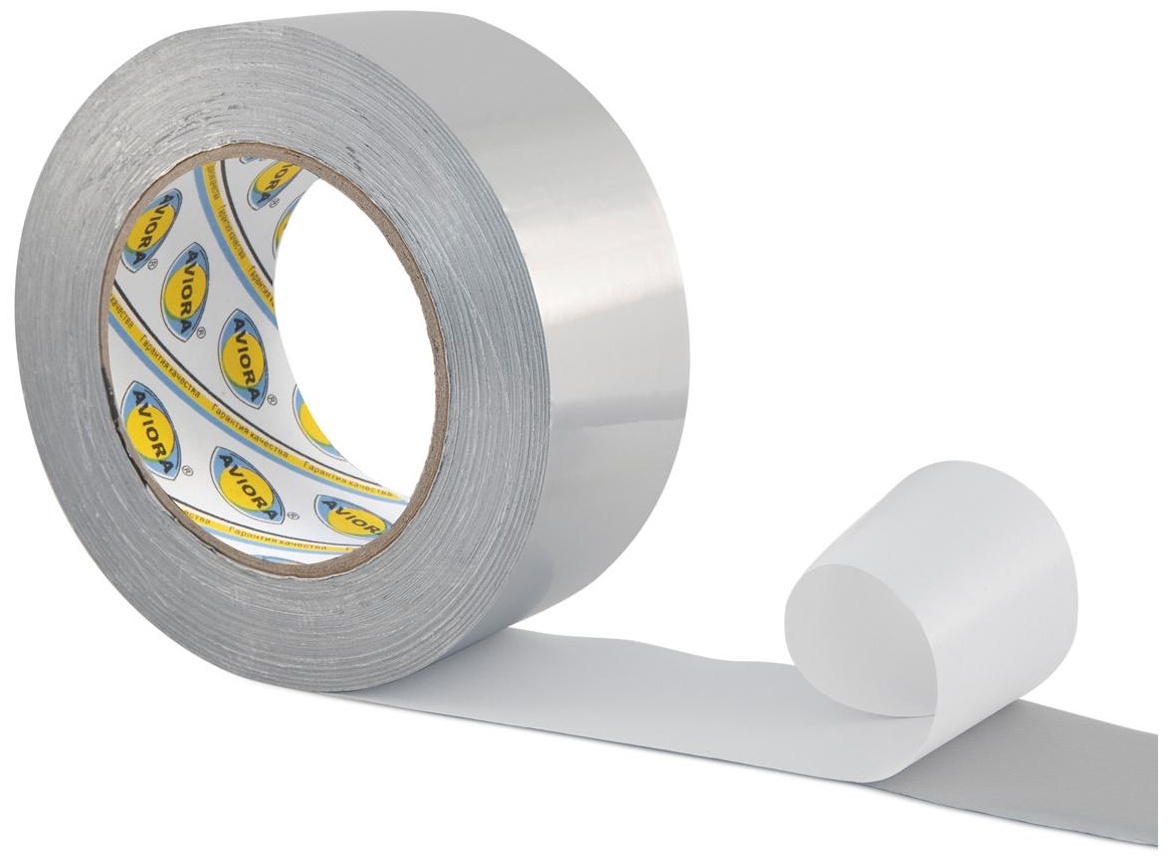 Клейкая лента алюминиевая Aviora, 50мм* 50м, негорючая, непроницаемая, влагостойкая