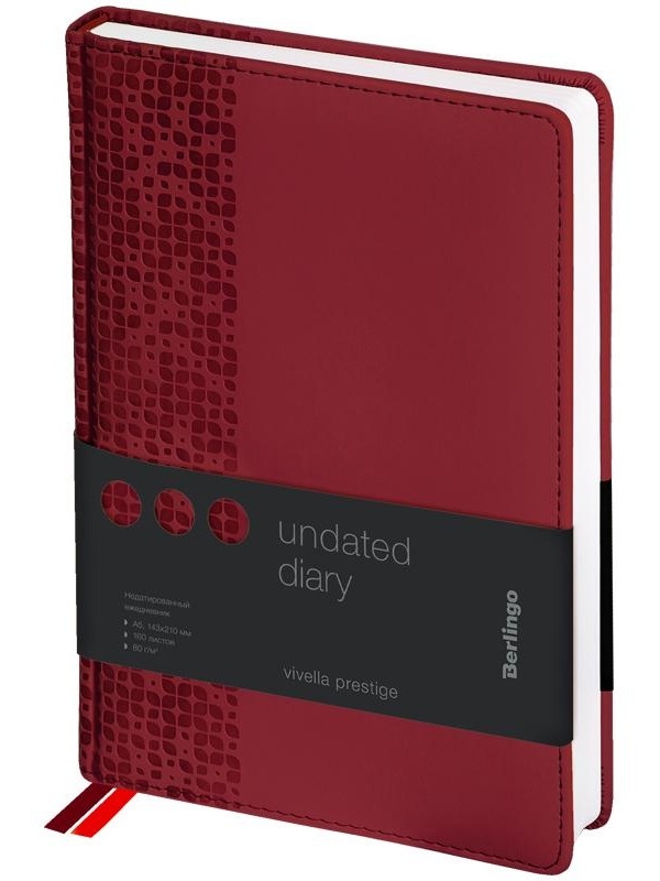 Ежедневник недатированный, А5, 160л., кожзам, Berlingo 