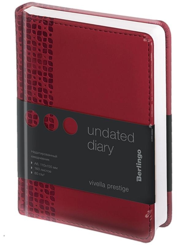 Ежедневник недатированный, А6, 160л., кожзам, Berlingo 