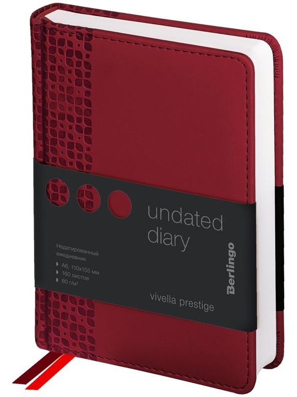 Ежедневник недатированный, А6, 160л., кожзам, Berlingo 