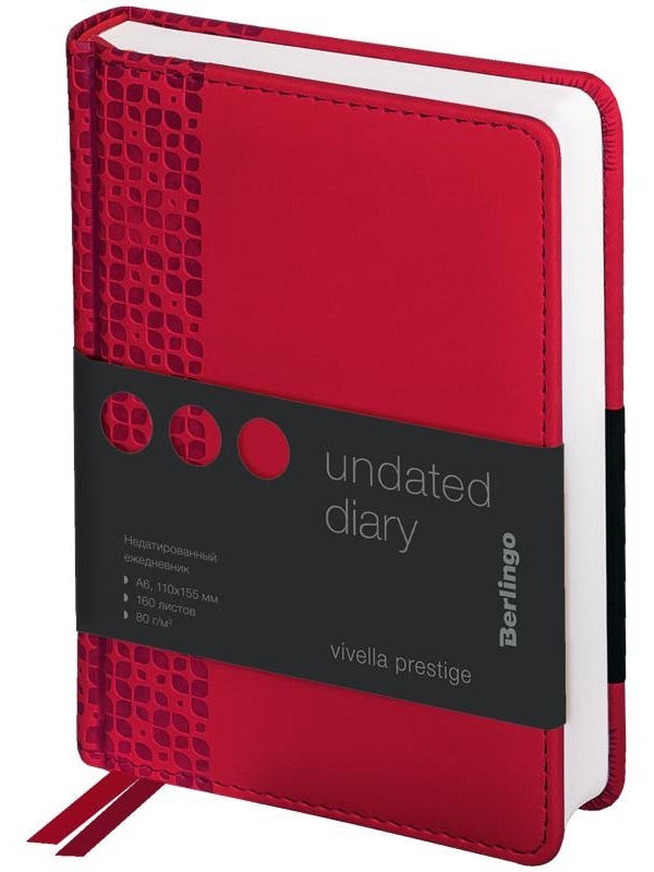 Ежедневник недатированный, А6, 160л., кожзам, Berlingo 