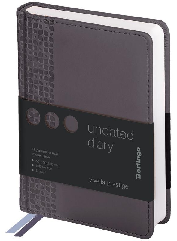 Ежедневник недатированный, А6, 160л., кожзам, Berlingo 