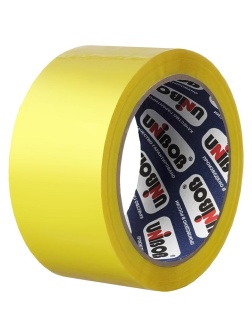 Клейкая лента упаковочная Unibob, 48мм*66м, 45мкм, желтая