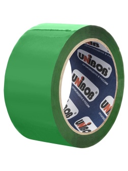 Клейкая лента упаковочная Unibob, 48мм*66м, 45мкм, зеленая
