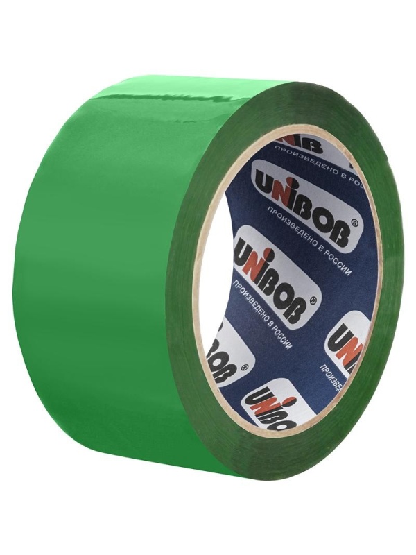Клейкая лента упаковочная Unibob, 48мм*66м, 45мкм, зеленая