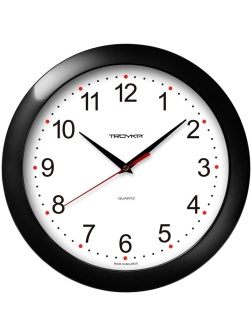 Часы настенные ход плавный, Troyka 11100112, круглые, 29*29*3,5, черная рамка